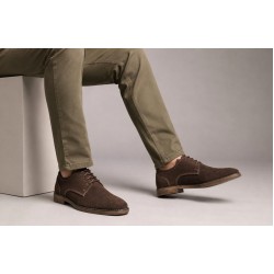 Pantofi barbati casual din piele naturala intoarsa maro GKR103MVEL