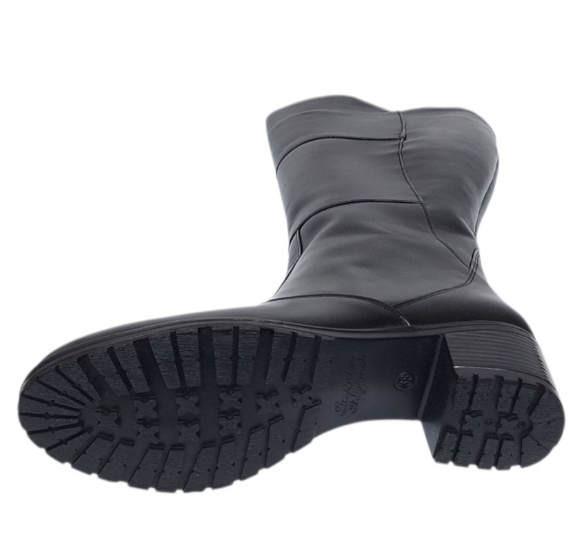Cizme dama lungi din piele naturala, cu fermoar, negre, IMBLANITE - MVS6N