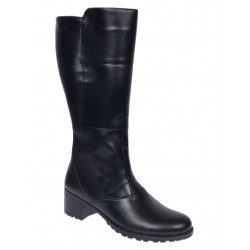 Cizme dama lungi din piele naturala, cu fermoar, negre, IMBLANITE - MVS6N