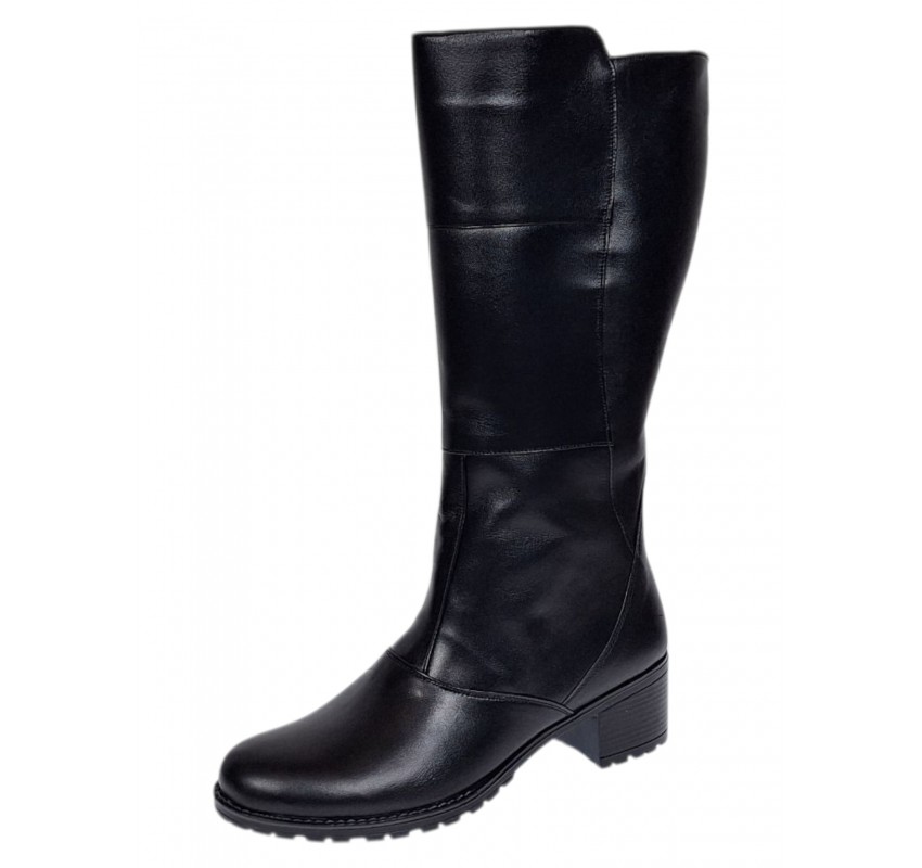 Cizme dama lungi din piele naturala, cu fermoar, negre, IMBLANITE - MVS6N