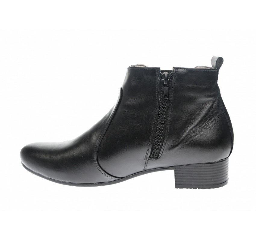 Botine dama negre din piele naturala cu elastic - NA275C