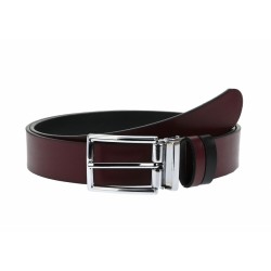 Curea eleganta barbati din piele naturala, Visiniu - 00001397VIS