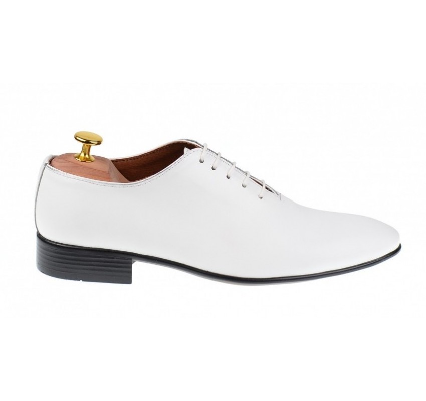 Pantofi barbati, eleganti din piele naturala, alb, 024ABOX