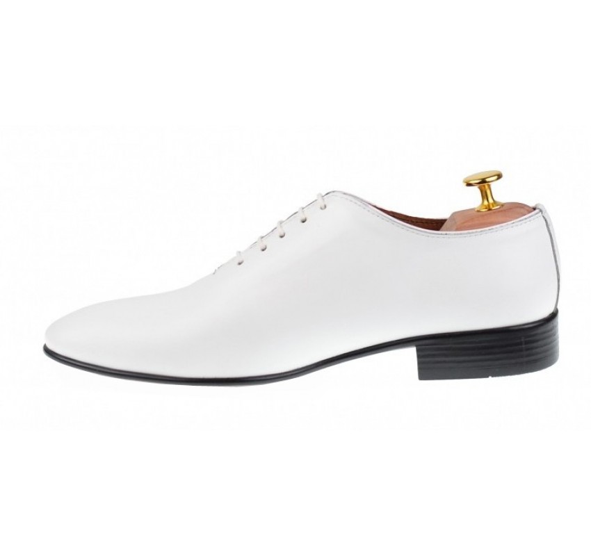 Pantofi barbati, eleganti din piele naturala, alb, 024ABOX