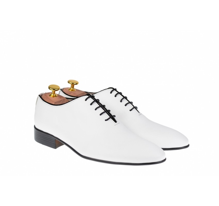 Pantofi barbati eleganti, albi, piele naturala, SCORPION - 024AN