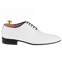 Pantofi barbati eleganti, albi, piele naturala, SCORPION - 024AN