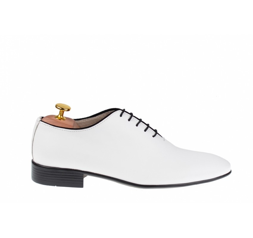 Pantofi barbati eleganti, albi, piele naturala, SCORPION - 024AN