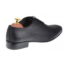 Pantofi barbati eleganti din piele naturala negri, SCORPION, 024CROCOMIC