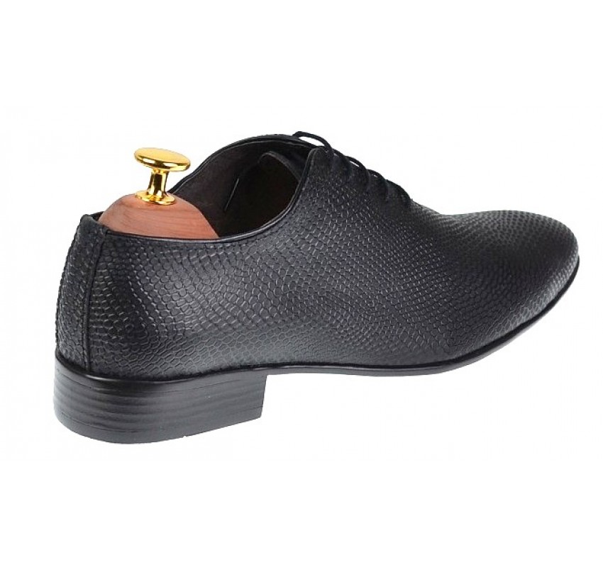 Pantofi barbati eleganti din piele naturala negri, SCORPION, 024CROCOMIC