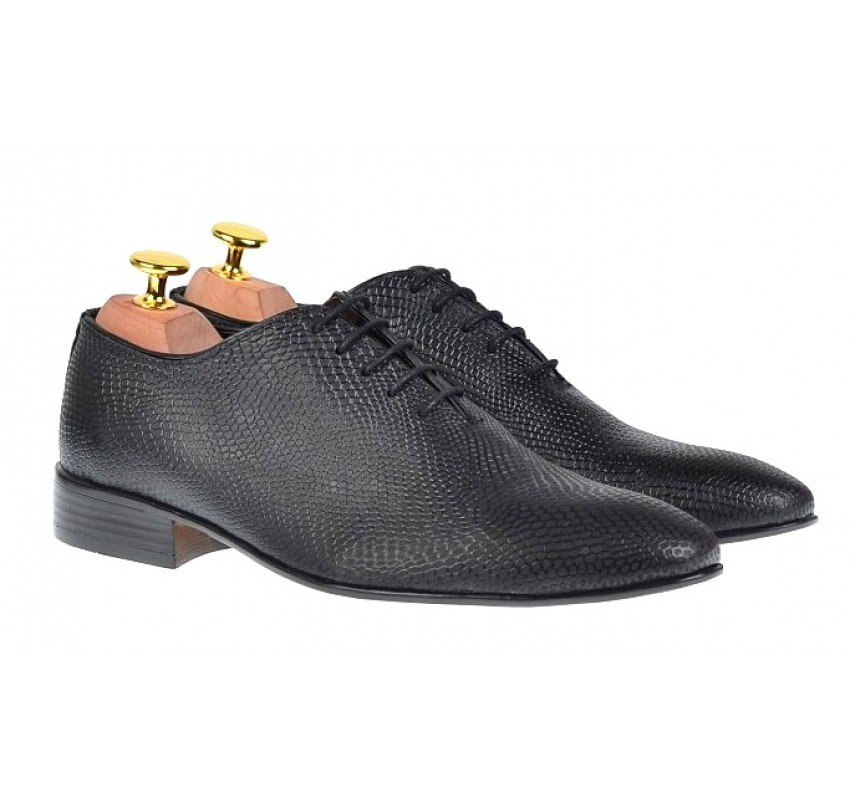 Pantofi barbati eleganti din piele naturala negri, SCORPION, 024CROCOMIC