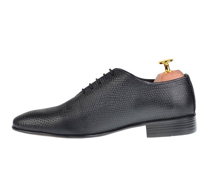 Pantofi barbati eleganti din piele naturala negri, SCORPION, 024CROCOMIC