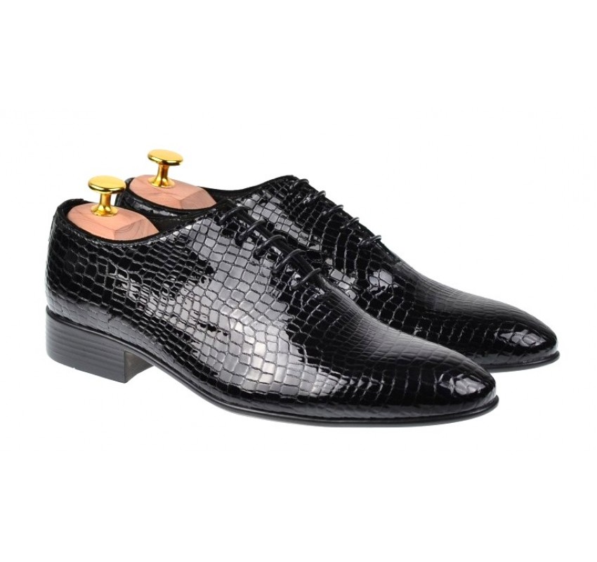 Pantofi eleganti pentru barbati piele naturala, negru, 024CROCON