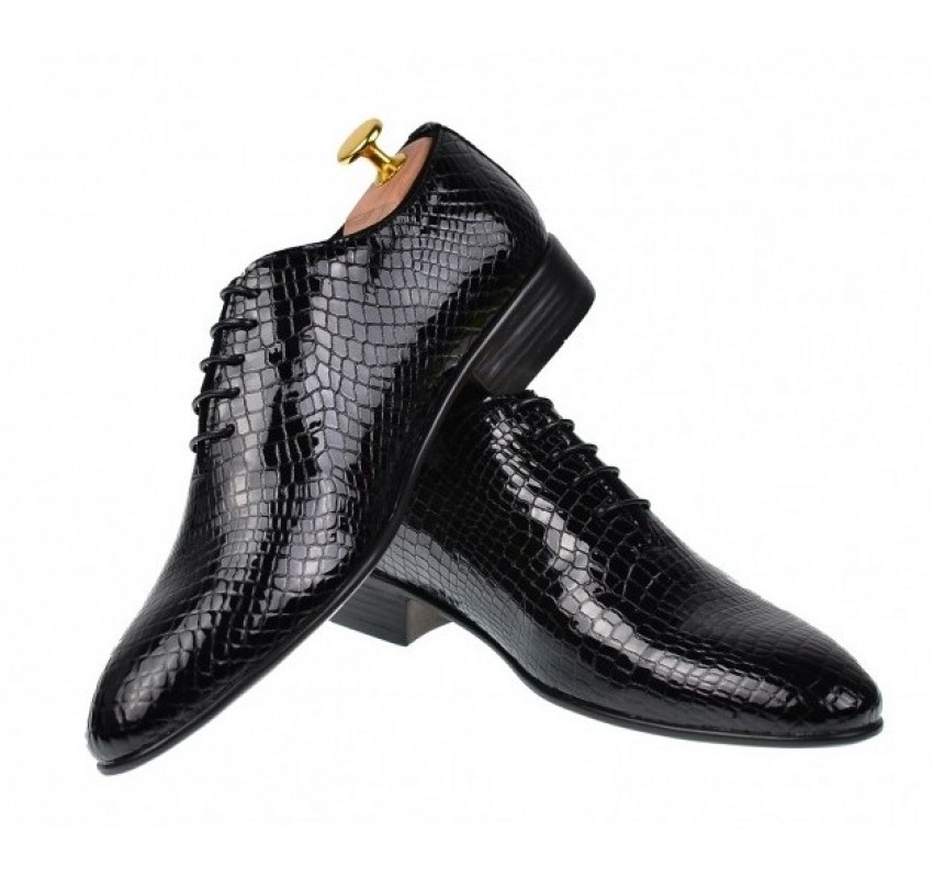 Pantofi eleganti pentru barbati piele naturala, negru, 024CROCON