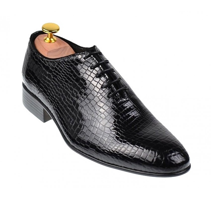 Pantofi eleganti pentru barbati piele naturala, negru, 024CROCON