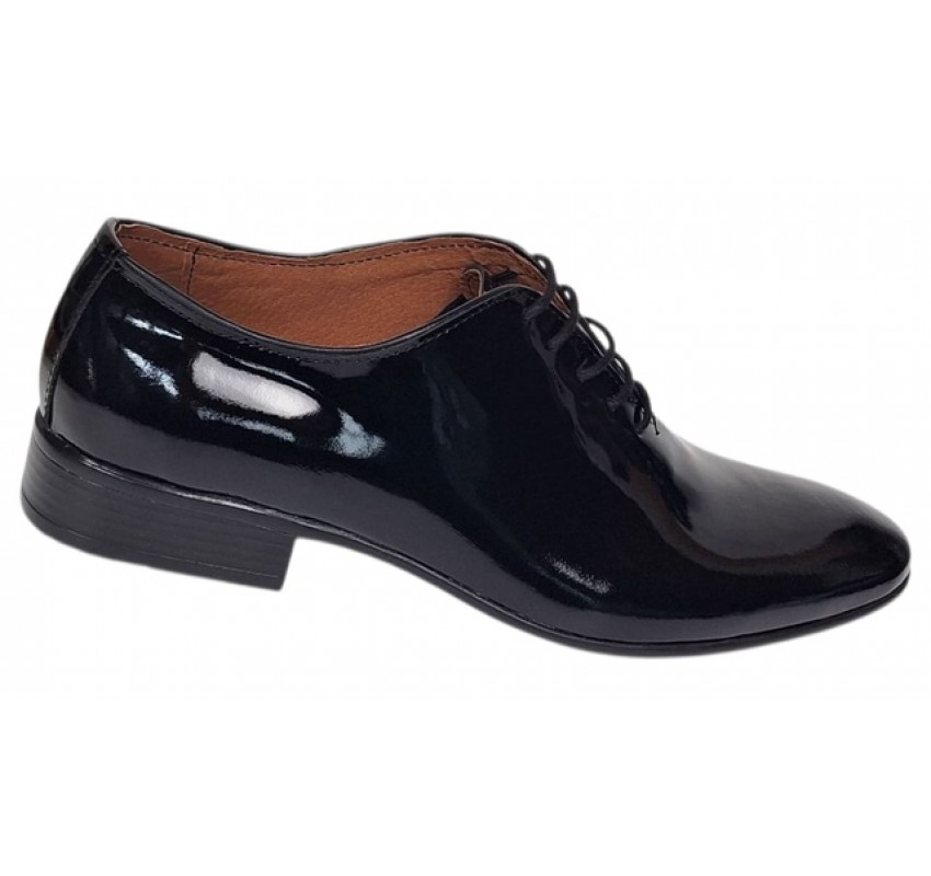 Pantofi barbati eleganti din piele naturala Negru Lac Lion 024NLAC