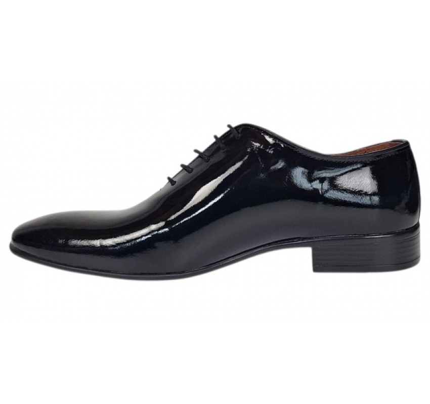 Pantofi barbati eleganti din piele naturala Negru Lac Lion 024NLAC