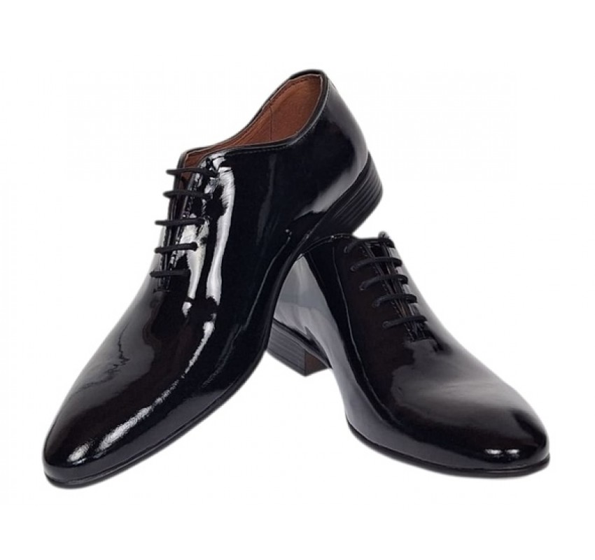 Pantofi barbati eleganti din piele naturala Negru Lac Lion 024NLAC