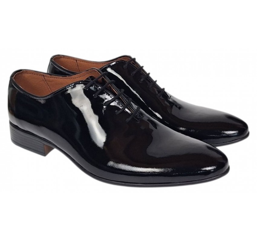 Pantofi barbati eleganti din piele naturala Negru Lac Lion 024NLAC