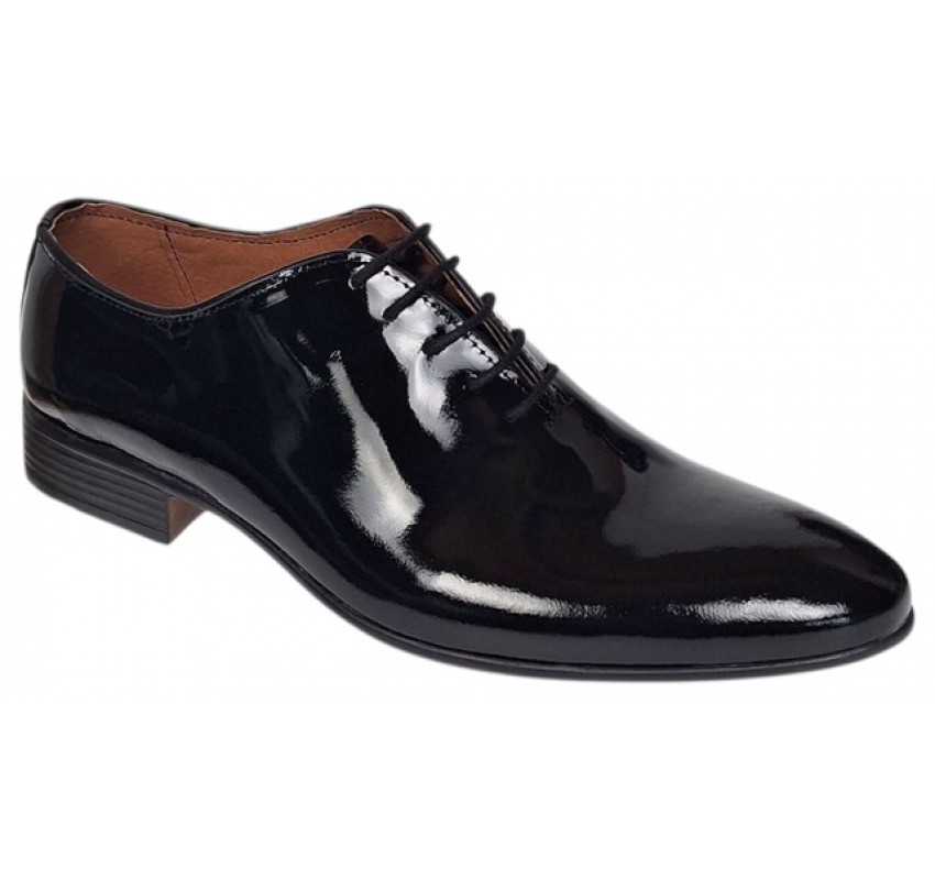 Pantofi barbati eleganti din piele naturala Negru Lac Lion 024NLAC