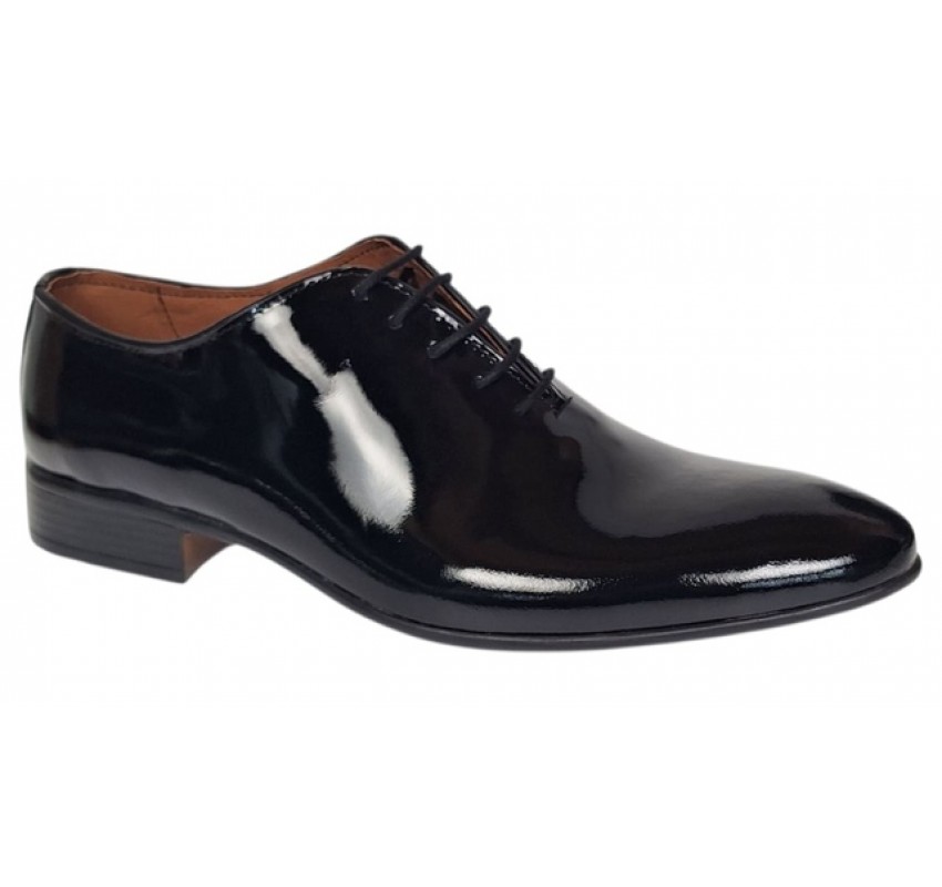Pantofi barbati eleganti din piele naturala Negru Lac Lion 024NLAC