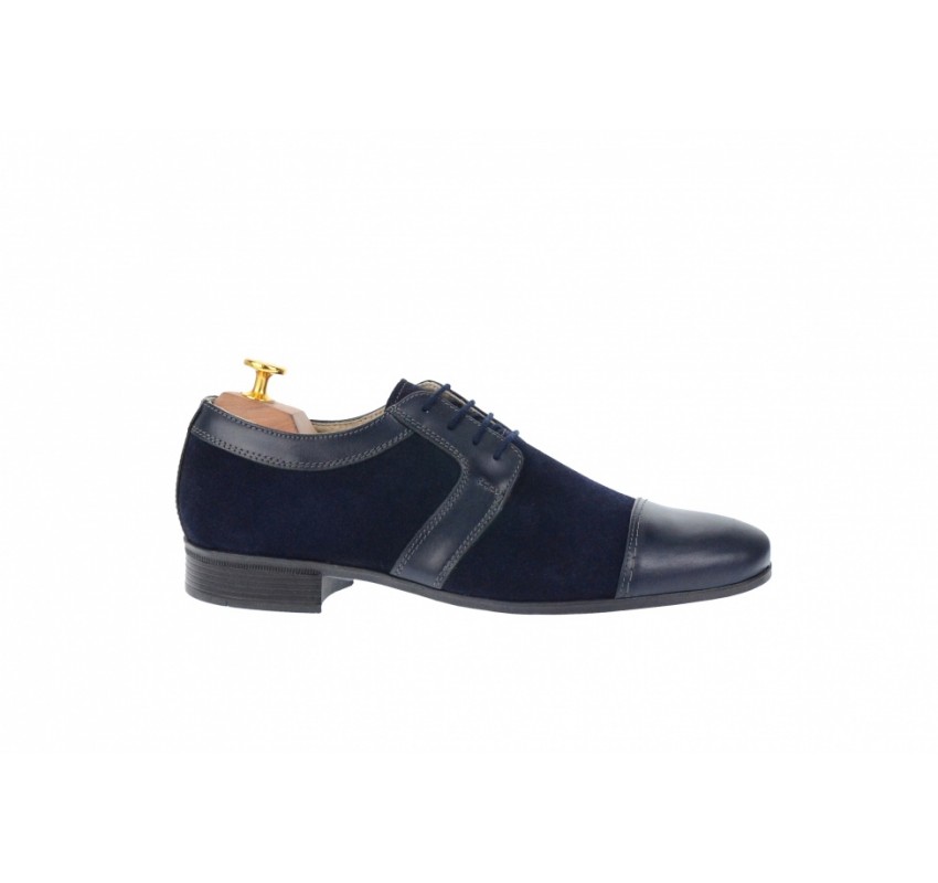 Pantofi barbati eleganti din piele naturala bleumarin inchis - 1006BLM