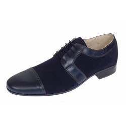 Pantofi barbati eleganti din piele naturala intoarsa cu piele box Bleumarin 1006BLM