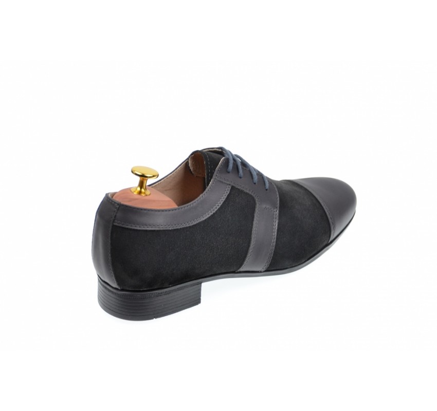 Pantofi barbati eleganti din piele naturala, culoare gri inchis - 1006GRI