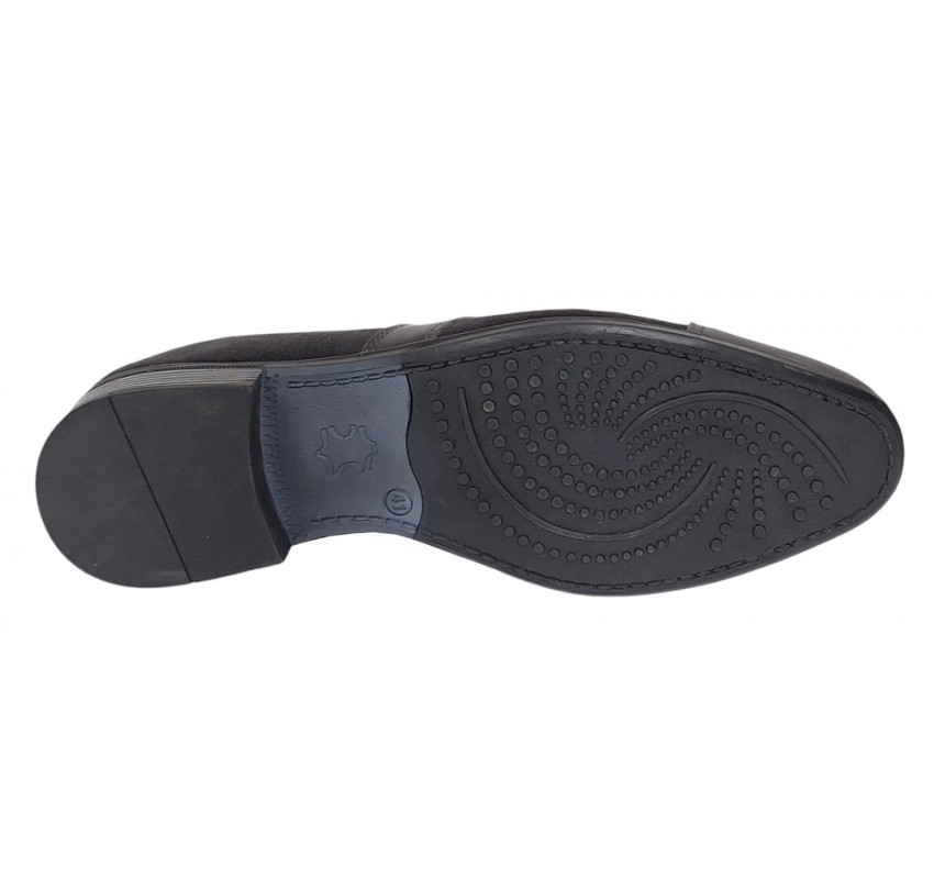 Pantofi barbati eleganti din piele naturala, culoare gri inchis - 1006GRI