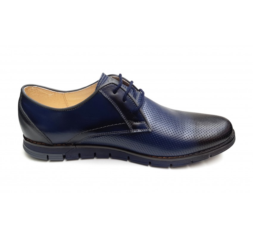 Pantofi barbati casual din piele naturala bleumarin, CIUCALETI SHOES - 1010BLM