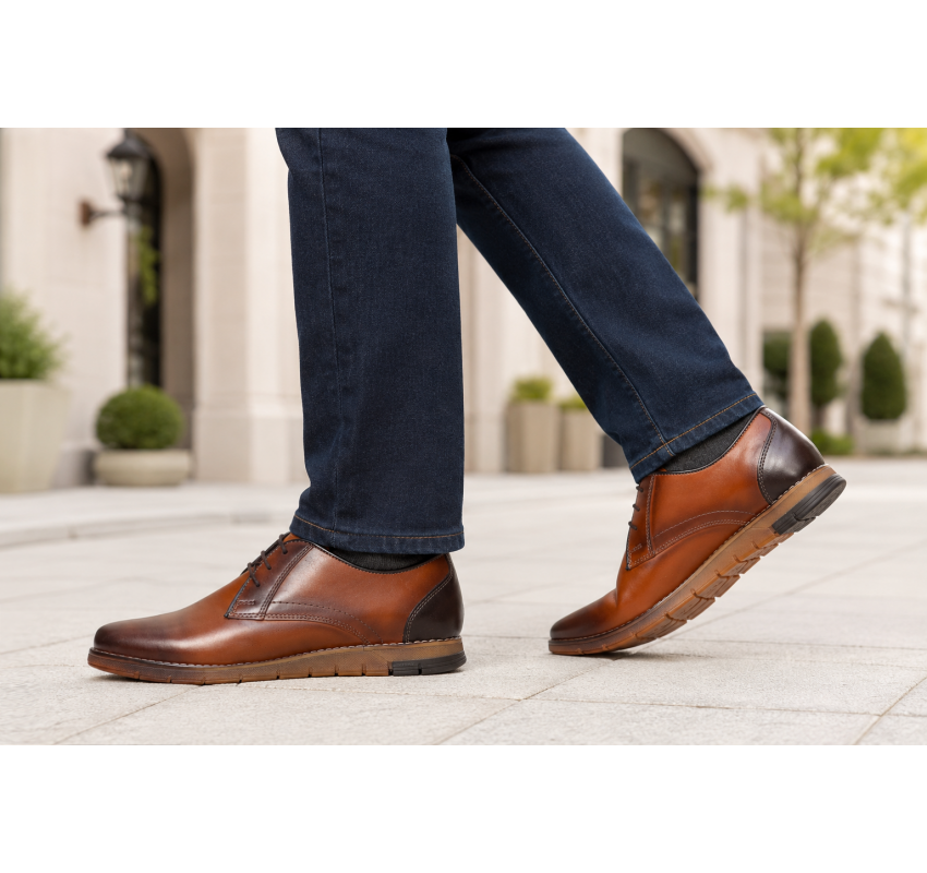 Marimea 40 Pantofi barbati casual din piele naturala Maro Cognac 1010MS