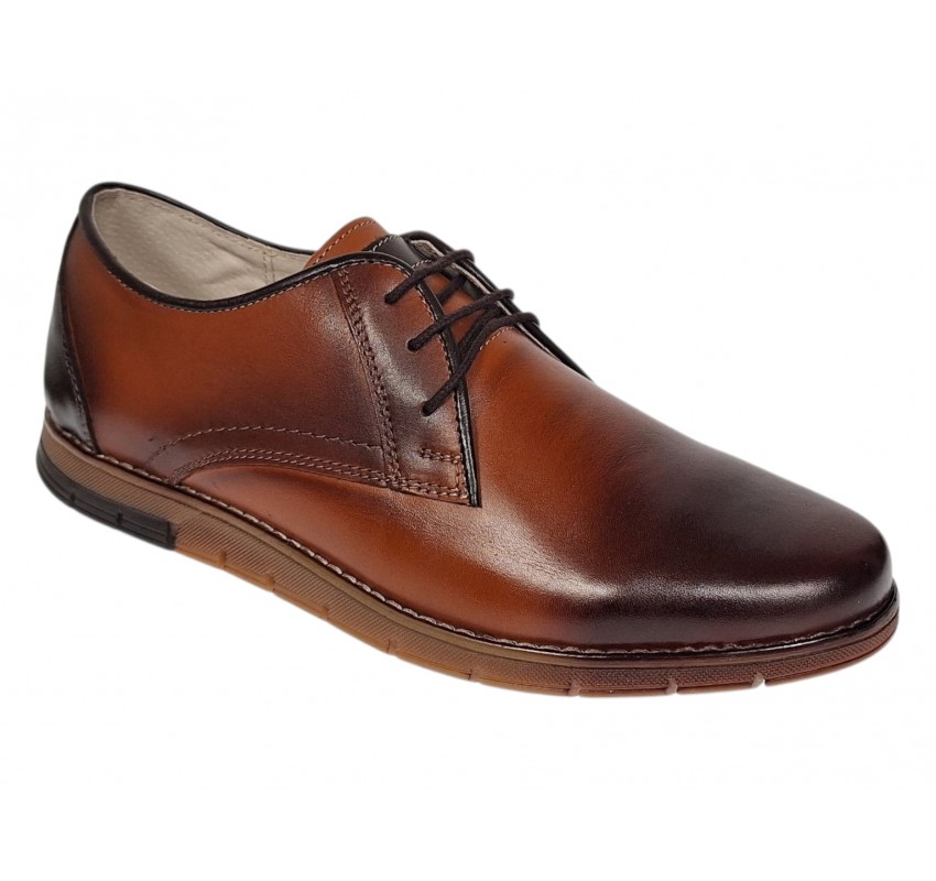 Marimea 40 Pantofi barbati casual din piele naturala Maro Cognac 1010MS