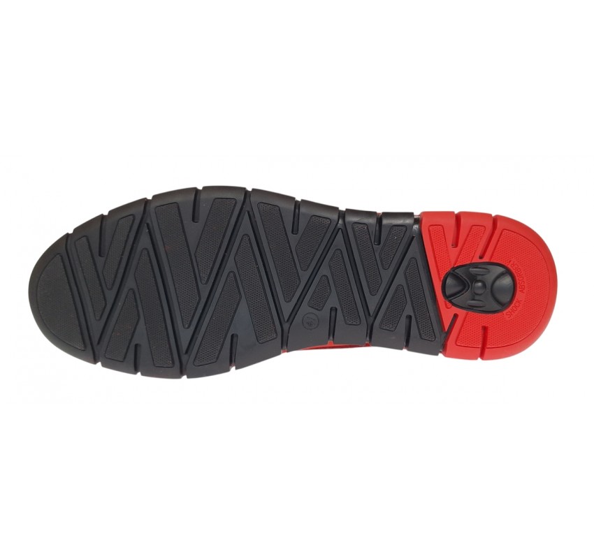 Oferta marimea 41 Pantofi barbati casual din piele naturala intoarsa cu perforatii Rosu 1010RVEL