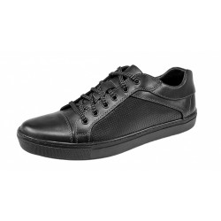 Sneakers barbati casual din piele naturala - Model Negru 1021
