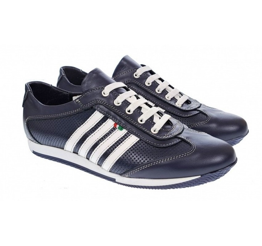 Pantofi barbati sport casual din piele naturala bleumarin 1053BLA
