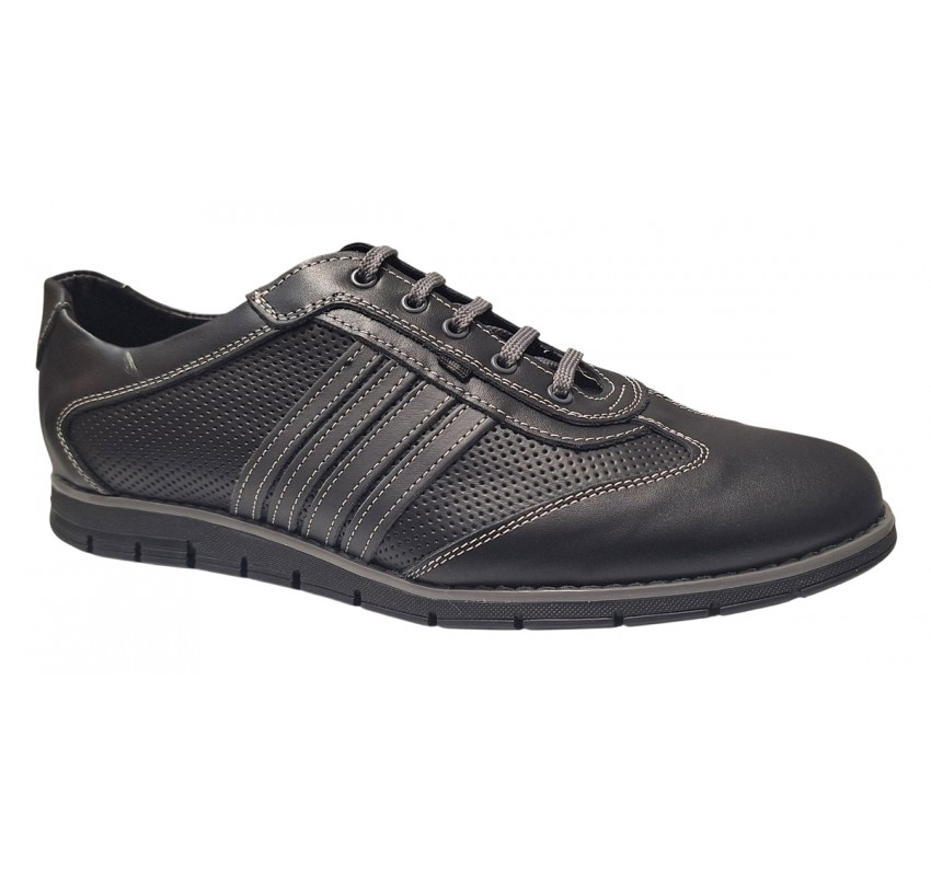 Pantofi barbati casual sport negri din piele naturala 1053N