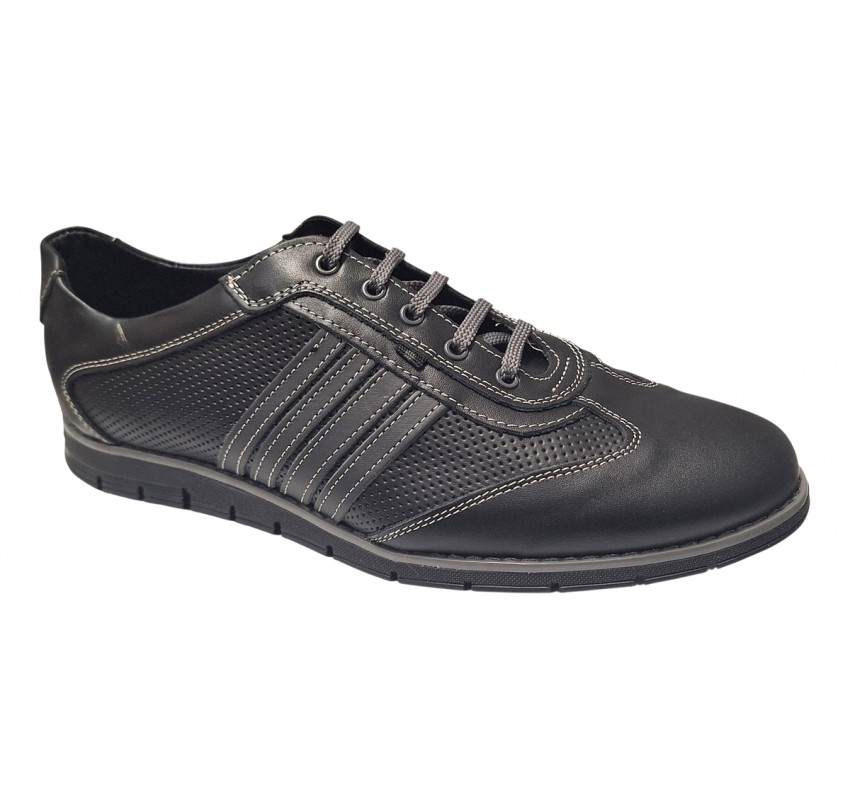 Pantofi barbati casual sport negri din piele naturala 1053N
