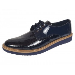 Marimea 37 Pantofi dama casual din piele naturala Croco Lac Bleumarin 140BLCR