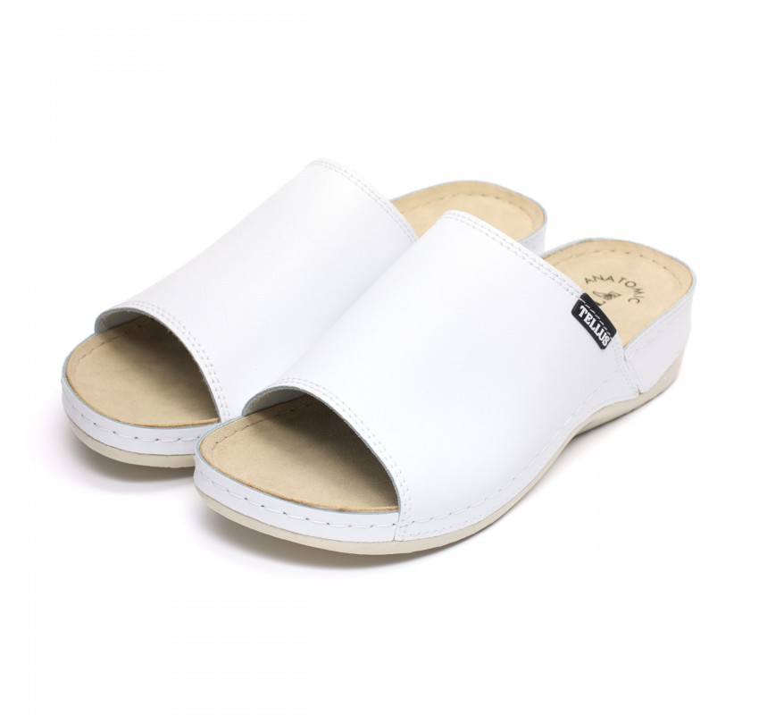 Papuci piele Tellus 25-51 Alb - 37