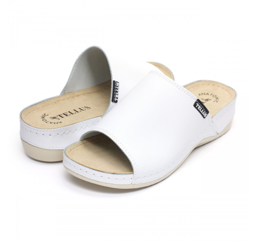 Papuci piele Tellus 25-51 Alb - 37