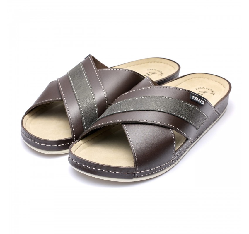 Papuci piele barbati Tellus 30-03