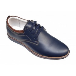 Pantofi barbati sport din piele naturala bleumarin 330BLM2