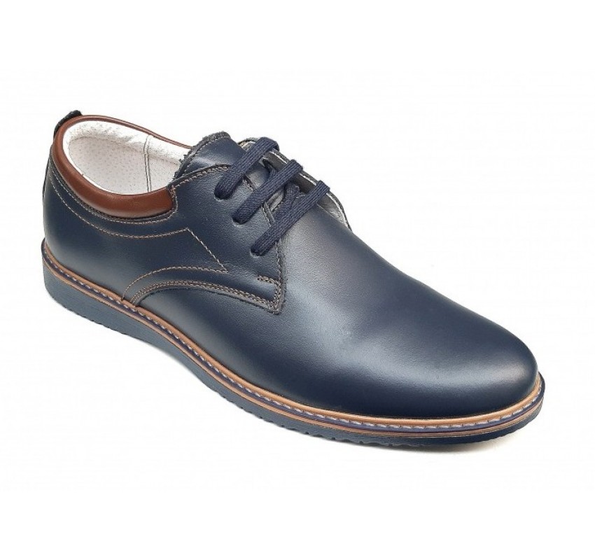 Pantofi barbati sport din piele naturala bleumarin 330BLM2