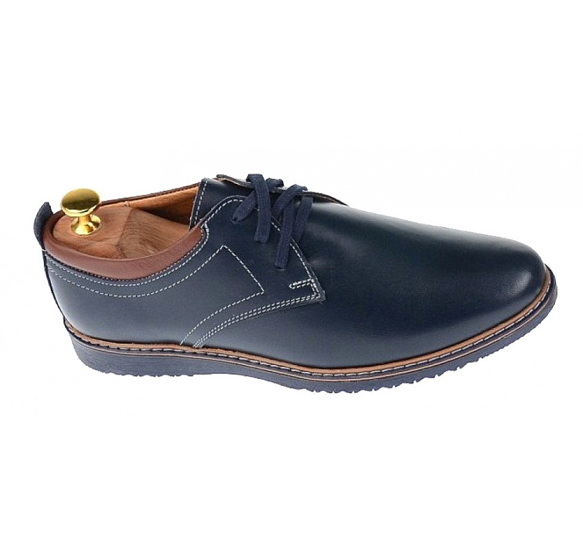 Pantofi barbati casual din piele naturala - Model bleumarin 330BLM