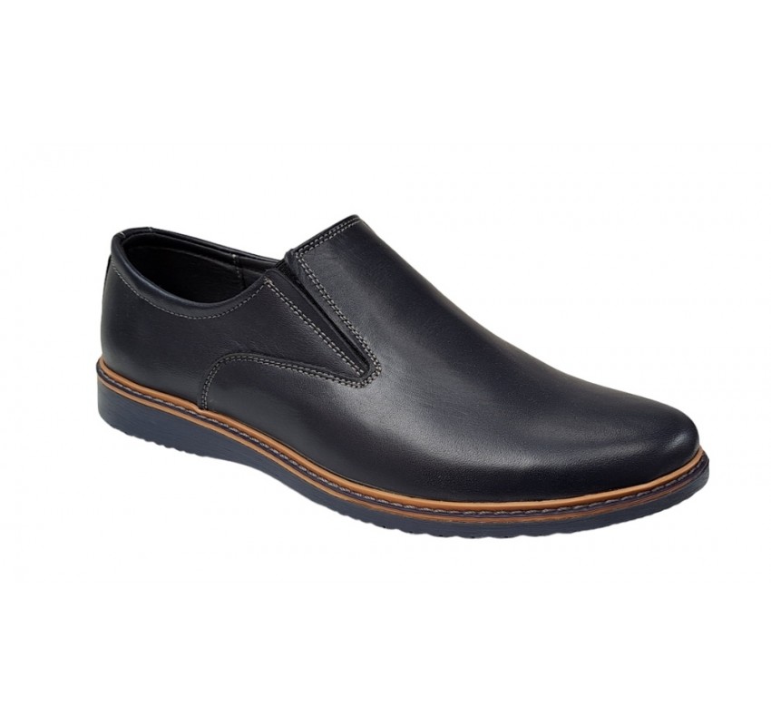 Pantofi barbati casual, din piele naturala bleumarin, CIUCALETI SHOES, 330EBLM