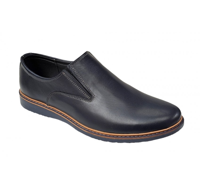 Pantofi barbati casual, din piele naturala bleumarin, CIUCALETI SHOES, 330EBLM