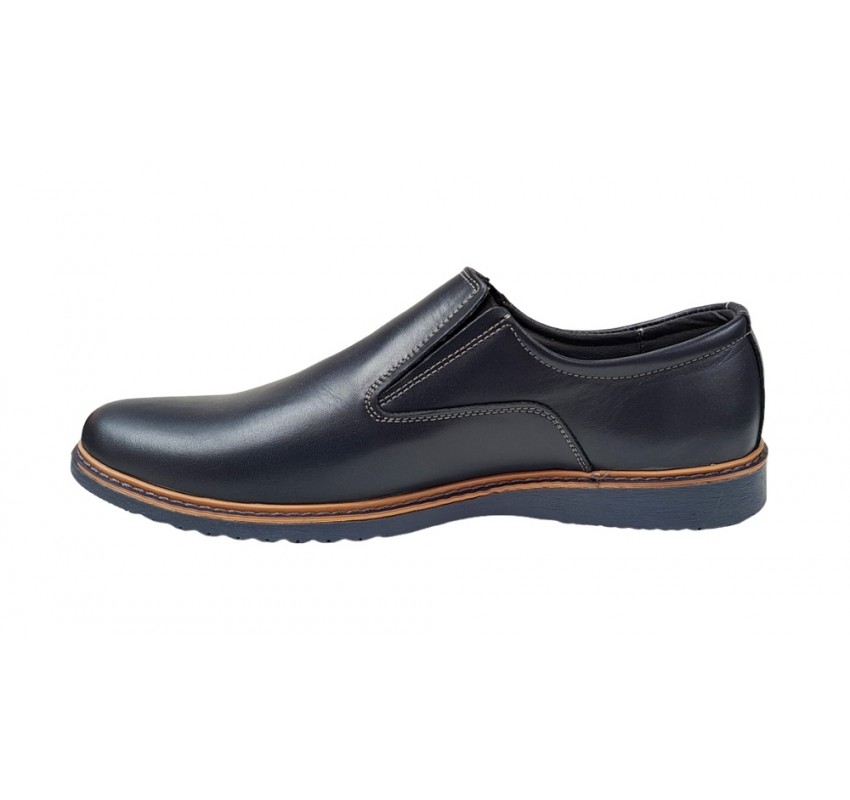 Pantofi barbati casual, din piele naturala bleumarin, CIUCALETI SHOES, 330EBLM