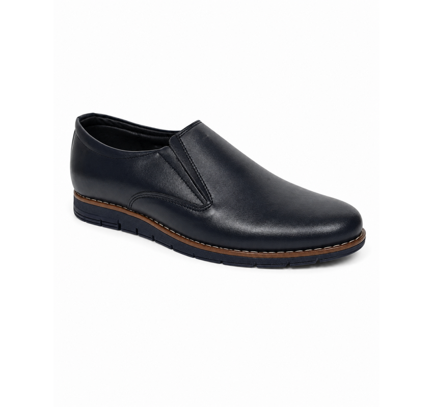 Pantofi barbati bleumarin din piele naturala tip slip-on cu talpa confort 330EBLUE