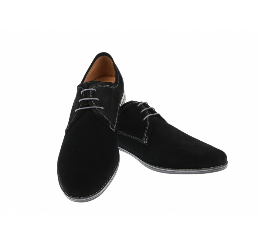 Pantofi casual barbati din piele naturala velur 336 Negru VEL