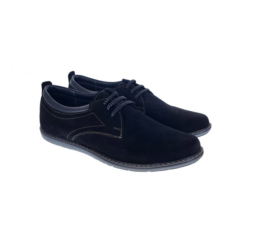 Pantofi barbati casual din piele naturala antilopa - Model Negru 338 VELN