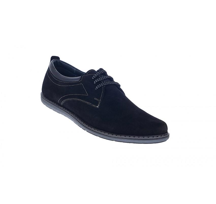 Pantofi barbati casual din piele naturala antilopa - Model Negru 338 VELN